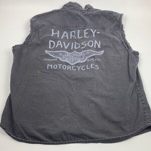 Harley-Davidson Faded Black Gray Graphic Sleeveless muscle shirt Size 2XL Button
